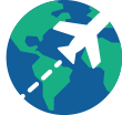Airplane crossing a globe