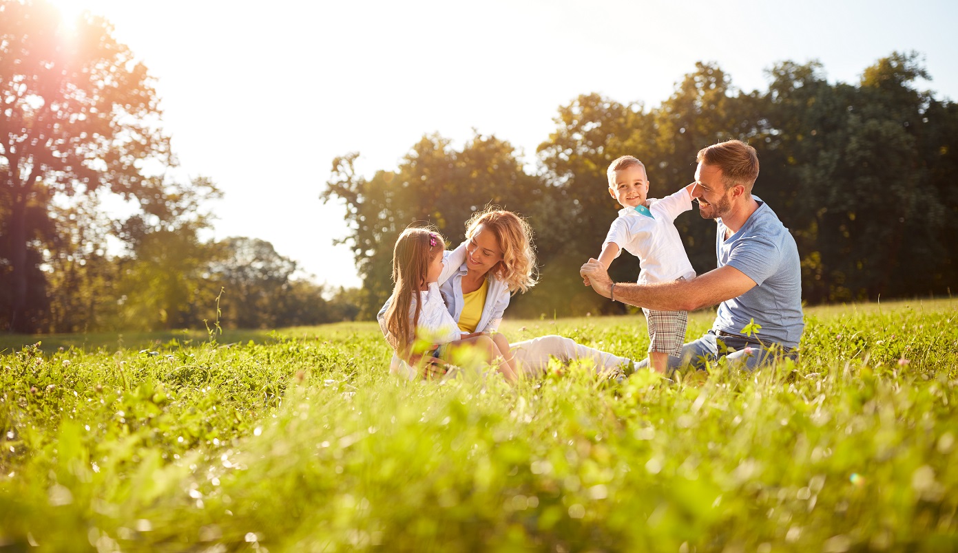 Happy family outdoors