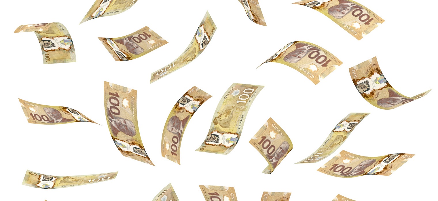 Dollar bills flying