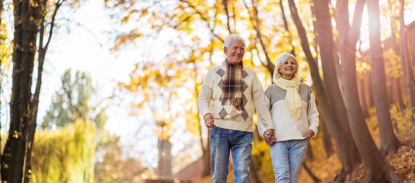 Senior couple in autumn park