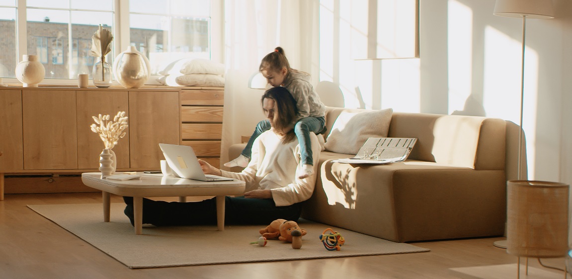 Parent and child at home