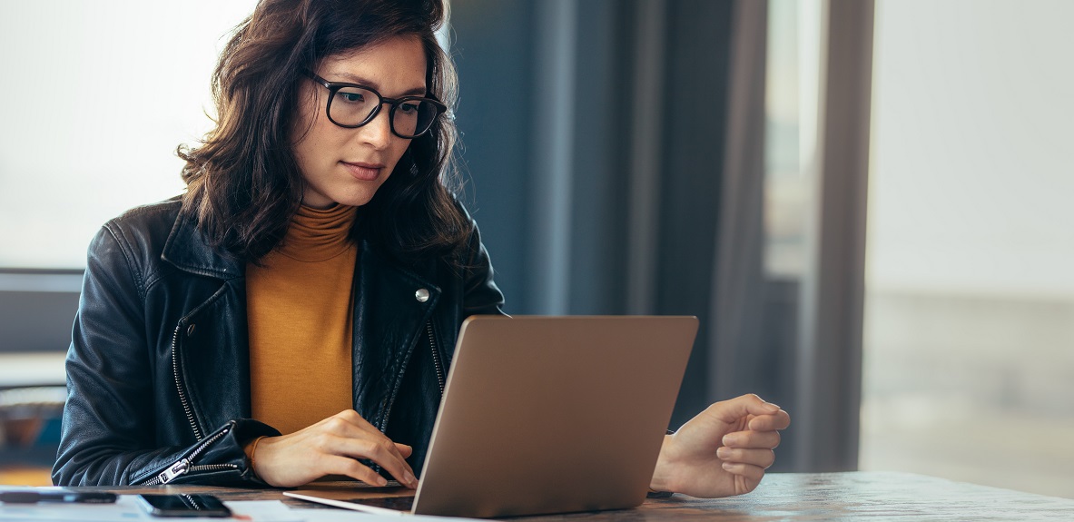 Woman working on her laptop