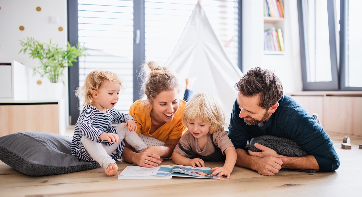 Happy family reading