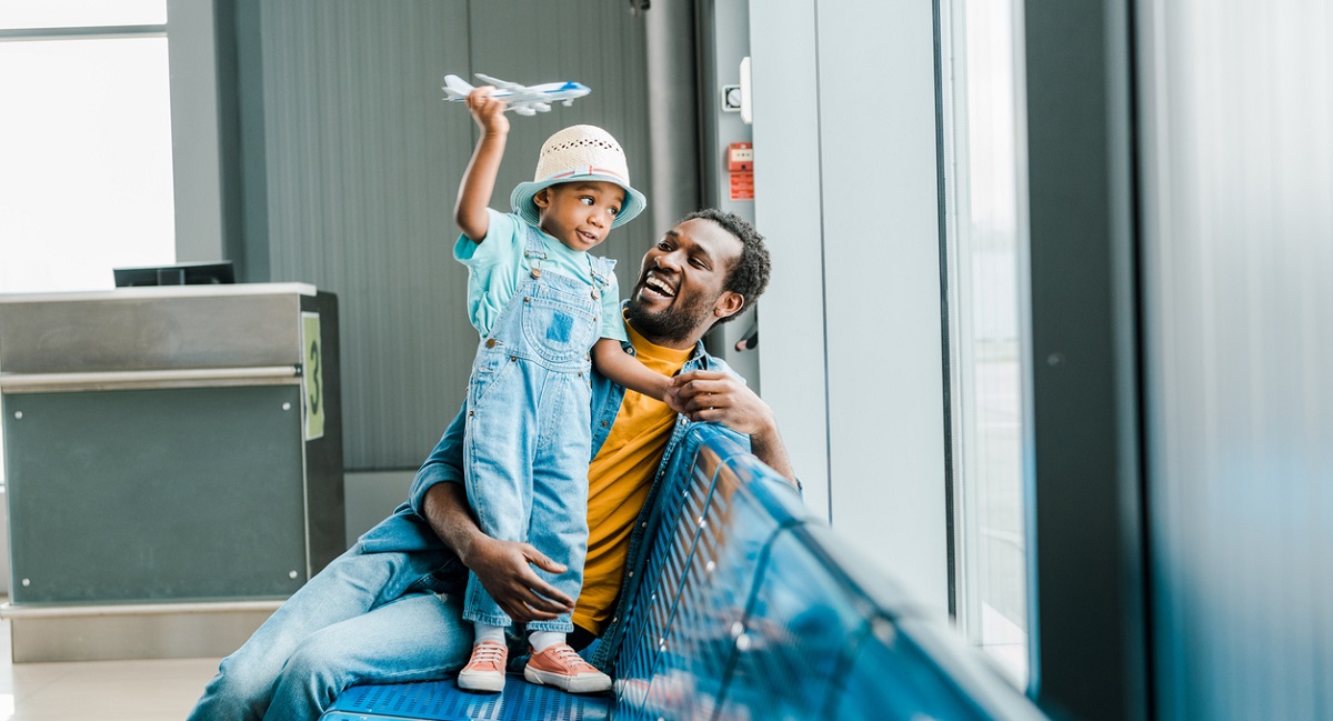 Father and son at the airport