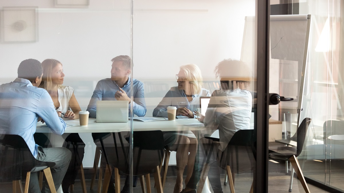 Meeting in a boardroom