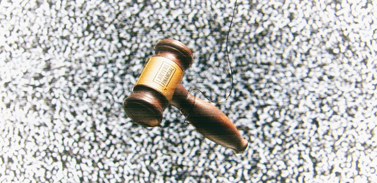 Gavel hanging from a string
