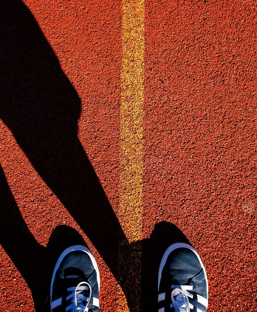 Running shoes on track
