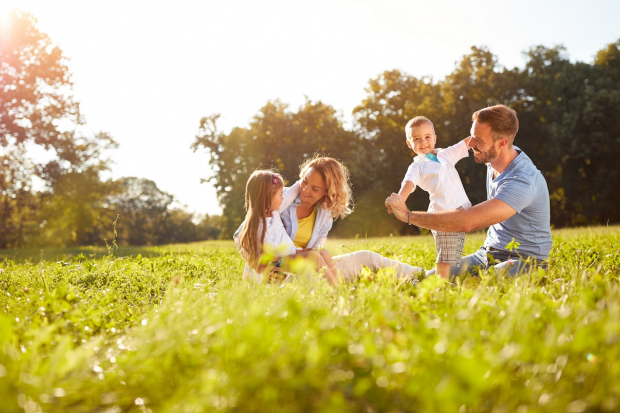 Happy family outdoors