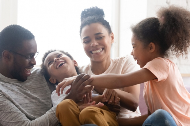 Family laughing