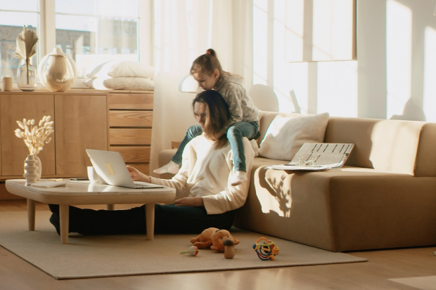 Parent and child at home